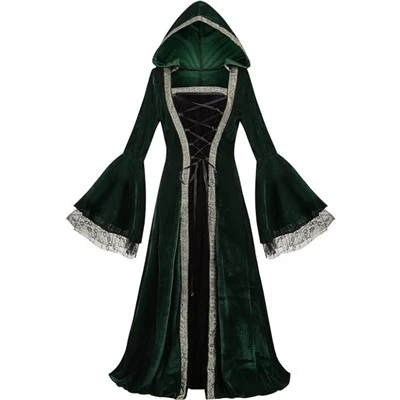 Vestido medieval morado y verde
