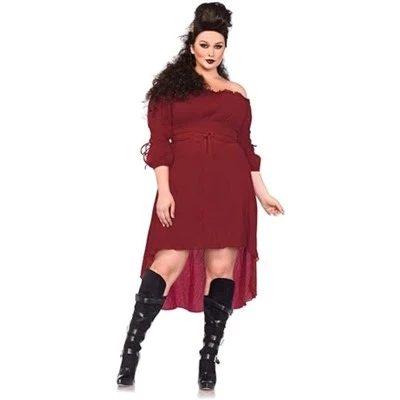 Vestido medieval rojo talla grande